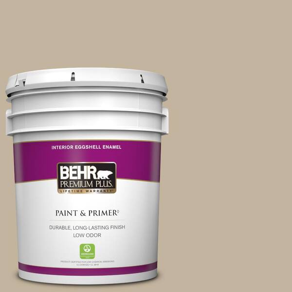BEHR PREMIUM PLUS 5 gal. #BNC-03 Essential Brown Eggshell Enamel Low Odor Interior Paint & Primer
