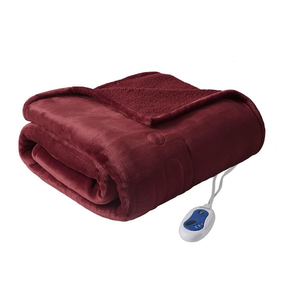 Beautyrest Heated Microlight to Berber Red 60 in. x 70 in. Throw