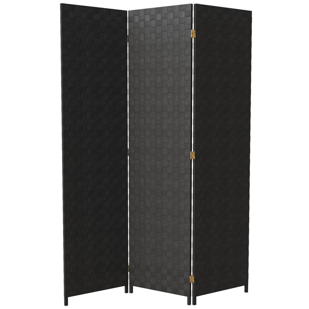 Black Woven Vinyl 6 ft. Tall Folding Room Divider