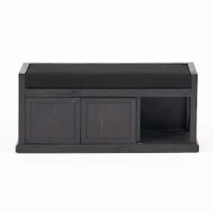 Cantebella Black Bench with Upholstered (19 in. x 43.25 in. x 15.75 in.)