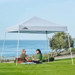 10 ft. W x 10 ft. D Slant Leg Pop-up Canopy Tent Easy 1-Person Setup Instant Outdoor Canopy Folding Shelter in White
