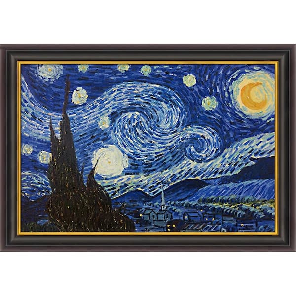 LA PASTICHE Starry Night by Vincent Van Gogh Opulent Framed Abstract Oil Painting Art Print 30 in. x 42 in.