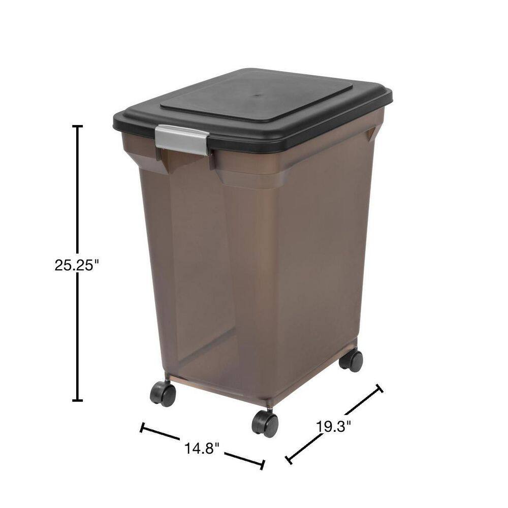 Black 67-Quart Airtight Plastic Pet Food Storage Container