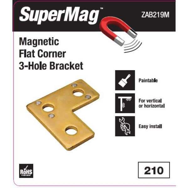 3-Hole Flat Corner Strut Bracket - Gold Galvanized with Magnets (Strut Fitting) (ZAB219M)