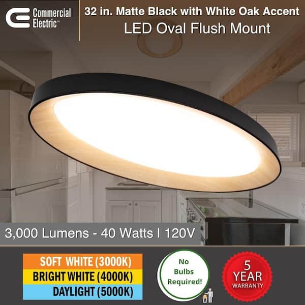 Commercial Electric 4-Pack 32 in. Matte Black White Oak Interior