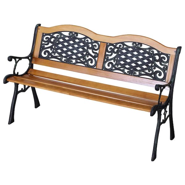 Outsunny 50 in. Wooden Outdoor Patio Garden Bench Love Seat with Strong Hardwood Slats and Antique Style