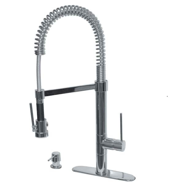 Pegasus Marilyn Commercial Single-Handle Pull-Down Kitchen Faucet with Soap Dispenser in Brushed Nickel