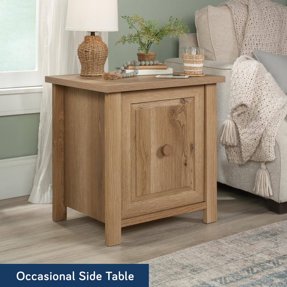 Timber Oak Farmhouse Engineered Wood Nightstand with Reversible Door