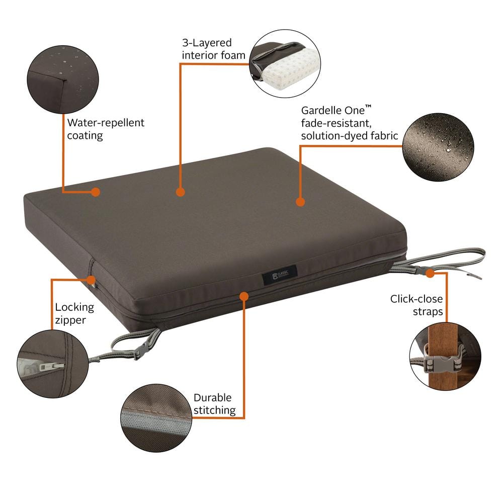 Ravenna Dark Taupe Water-Resistant Outdoor Seat Cushion
