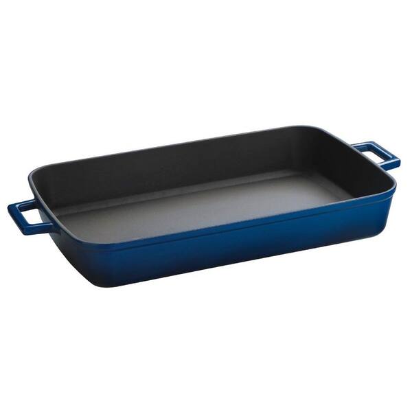 Lava Signature 8-3/4 in. x 14-3/4 in. Enameled Cast Iron Roasting-Baking Pan in Cobalt Blue