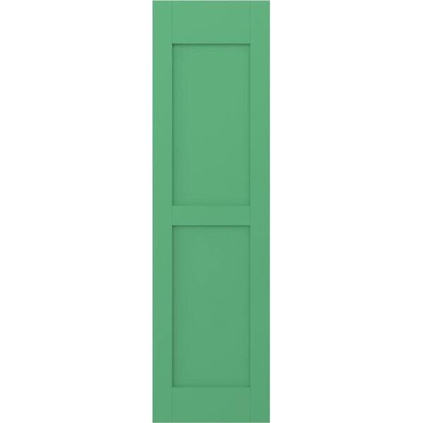 Ekena Millwork 12 in. W x 42 in. H Americraft 2 Equal Flat Panel Exterior Real Wood Shutters Per Pair in Lily Pads