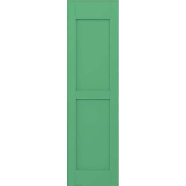 Ekena Millwork 15 in. W x 70 in. H Americraft 2 Equal Flat Panel Exterior Real Wood Shutters Per Pair in Lily Pads
