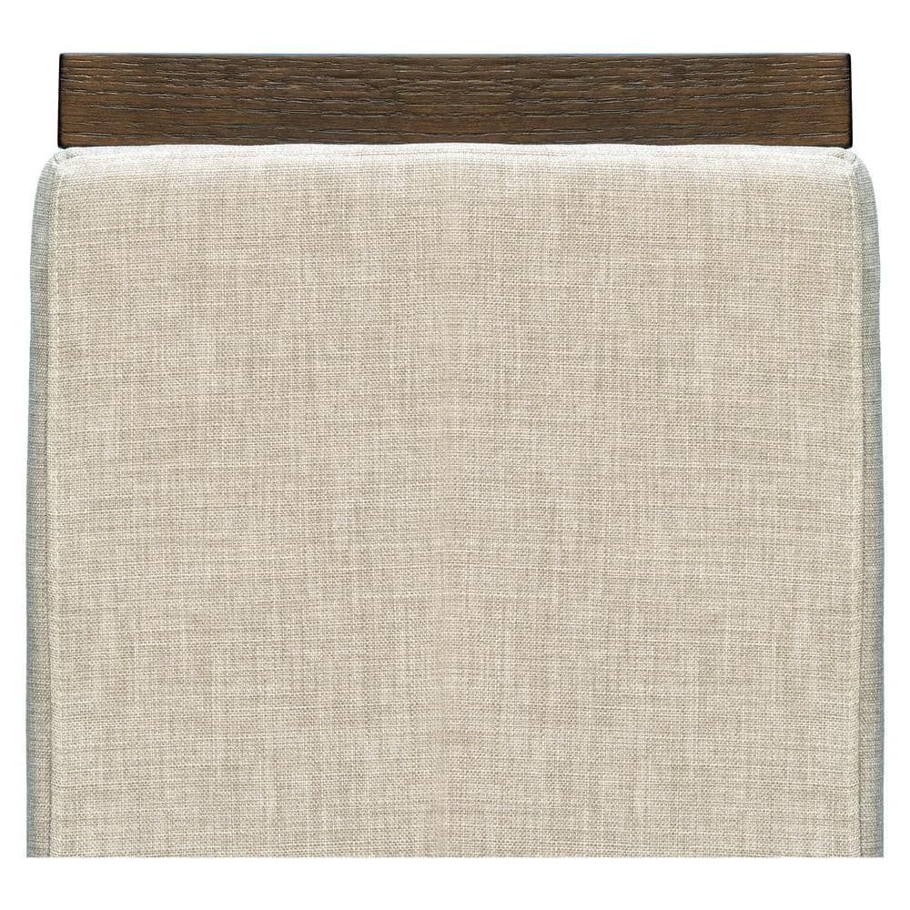 Taupe and Greige Upholstered Dark Wood Storage Bench