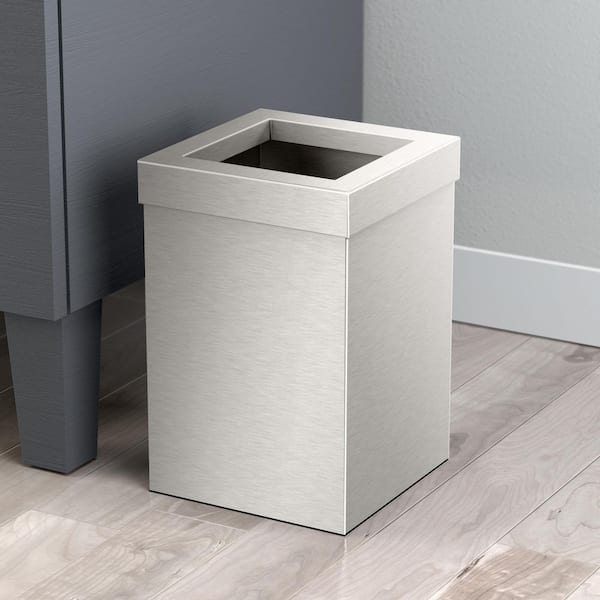 Modern Waste Can Square in Satin Nickel
