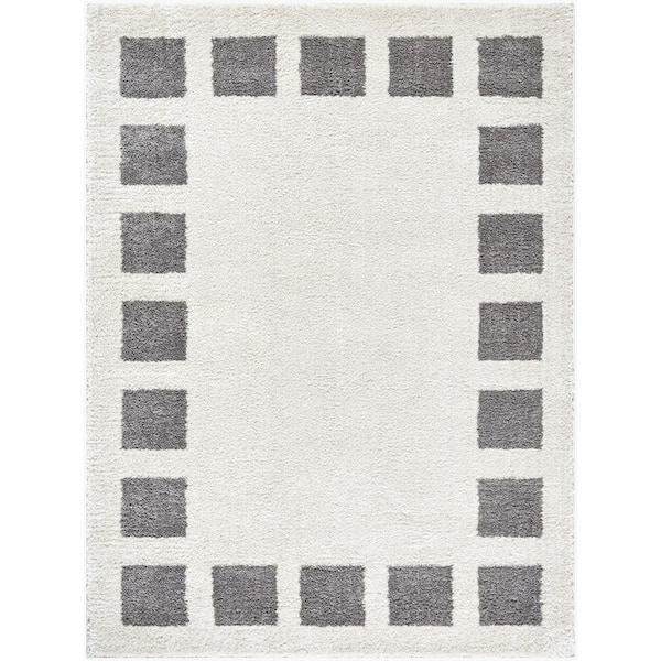 Livabliss Fossay Shag Black 2 ft. x 3 ft. Modern Indoor Area Rug