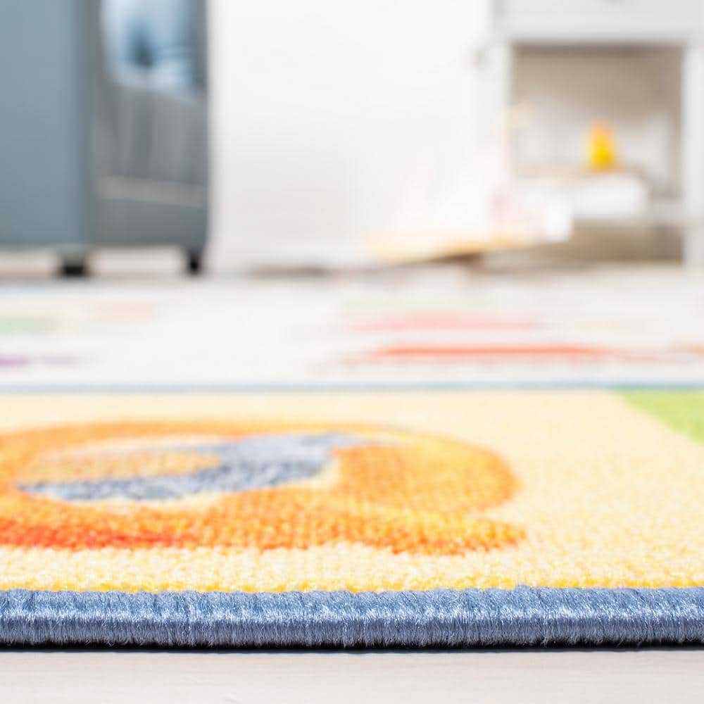 Blue Rectangular Hand-knotted Washable Kids Rug, 5' x 7'