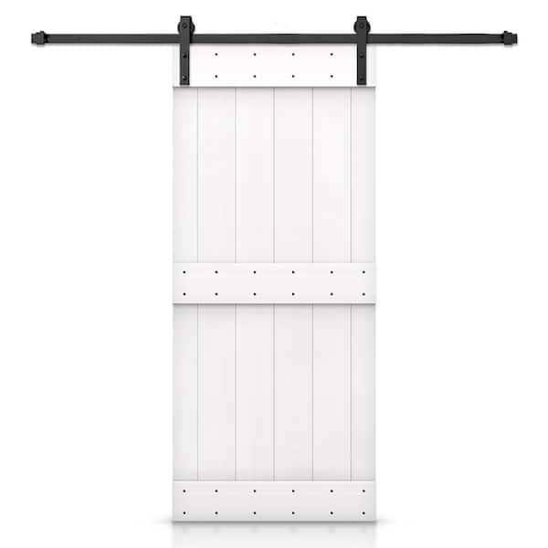 CALHOME Mid-Bar 32 in. x 84 in. White Stained DIY Wood Interior Sliding Barn Door with Hardware Kit