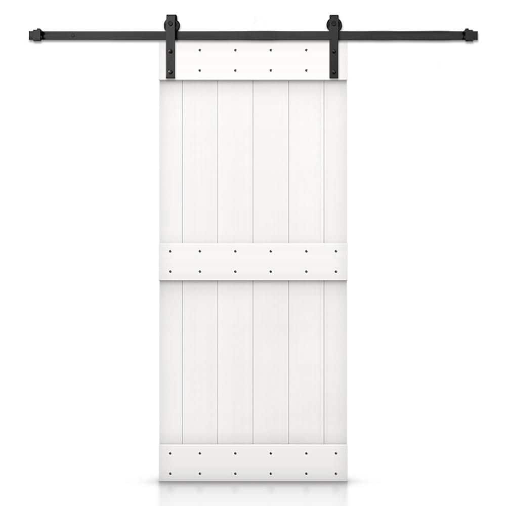 28 in. x 80 in. Mid-Bar Series Solid Core White Stained DIY Wood Interior Sliding Barn Door with Hardware Kit price history on PriceWatchPro