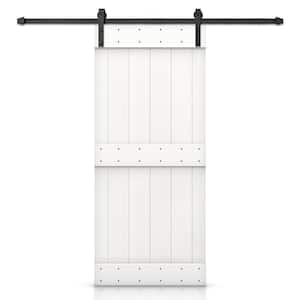 24 in. x 84 in. Mid-Bar White DIY Knotty Pine Wood Interior Sliding Barn Door With Hardware Kit