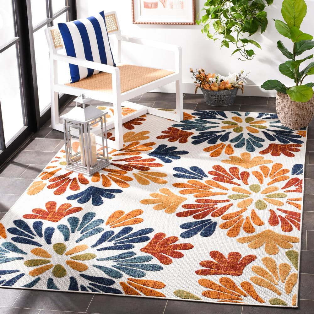Bloomfield Easy-Care Red Floral Synthetic 3' x 5' Area Rug