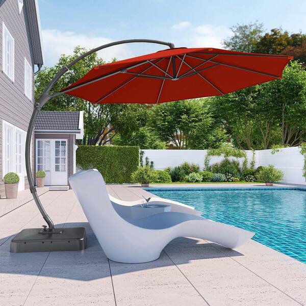 deluxe offset patio umbrella Grand 11FT Cantilever with Base Outdoor Large Round Aluminum Umbrella for Patio Garden Backyard (Champagne, 11 FT) : Patio, Lawn & Garden Handle Material Deluxe Offset Patio Umbrella |