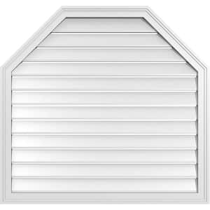 38 in. x 36 in. Octagonal Top Surface Mount PVC Gable Vent: Functional with Brickmould Frame