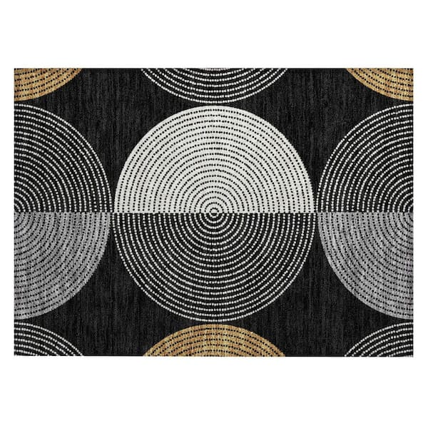 Chantille Machine Washable Indoor/Outdoor Abstract ACN2281 Black 1 ft. 8 in. x 2 ft. 6 in. Accent Rug