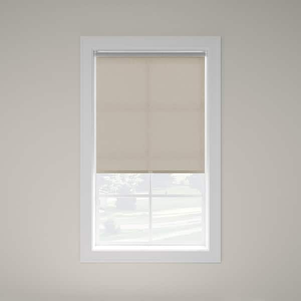 Beige Cordless UV Blocking Reflective Polyester Solar Screen Roller Shade - 36.5 in. W x 74 in. L