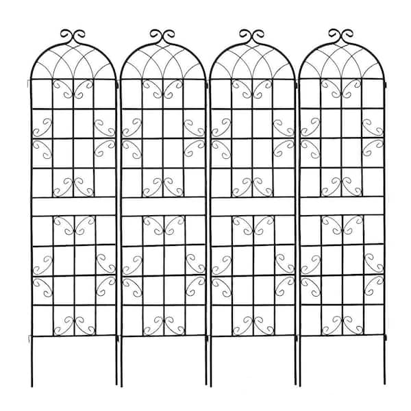 86 .7 in. Metal 4 Pack Garden Trellis in Black