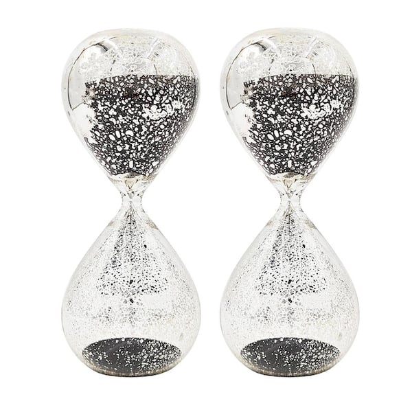 Unbranded Modern Antique Black Hourglass Grass Timer Set of 2 (30-Minute), for Home Office Living Room Desk and Mantle