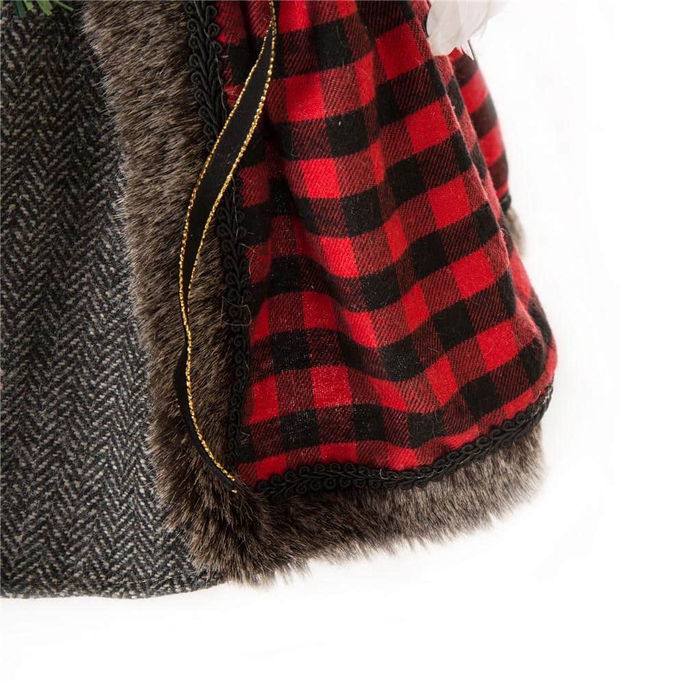 Plaid Angel Christmas Tree Topper with Fur Detailing