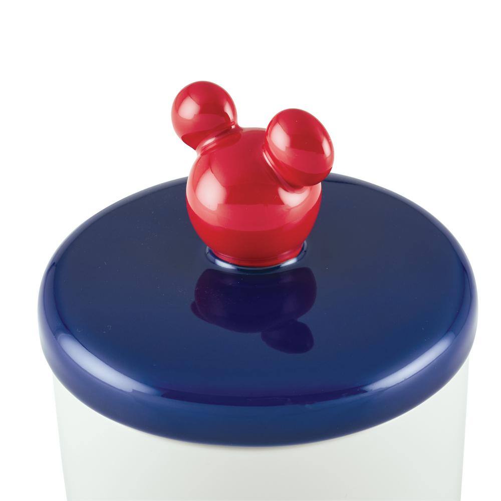 Bon Voyage White Ceramic Food Storage Jar Set with Red and Blue Lids
