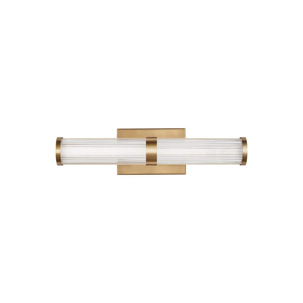 Satin Brass LED Cylinder Wall Sconce with Frosted Acrylic Diffuser