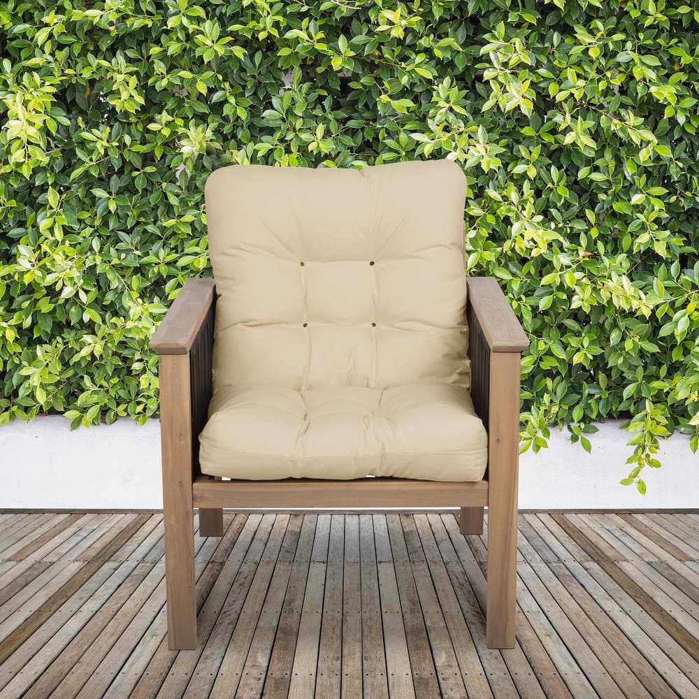 21 in. W x 19 in. D x 22.5 in. H Rectangular Seat Back Patio Chair Cushion in Soft Beige