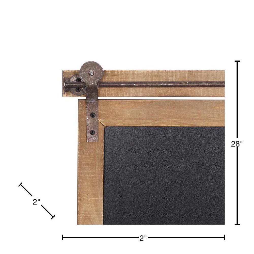 Brown Wood and Metal Chalkboard Sign with Barn Door Top