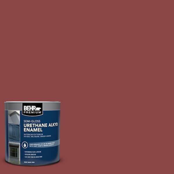 BEHR PREMIUM 1 qt. #PPU1-10 Forbidden Red Semi-Gloss Enamel Urethane Alkyd Interior/Exterior Paint