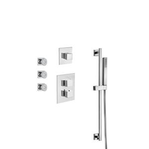 Quadro 3-Spray Wall Bar Shower Kit with Handshower and Body Jets in Chrome
