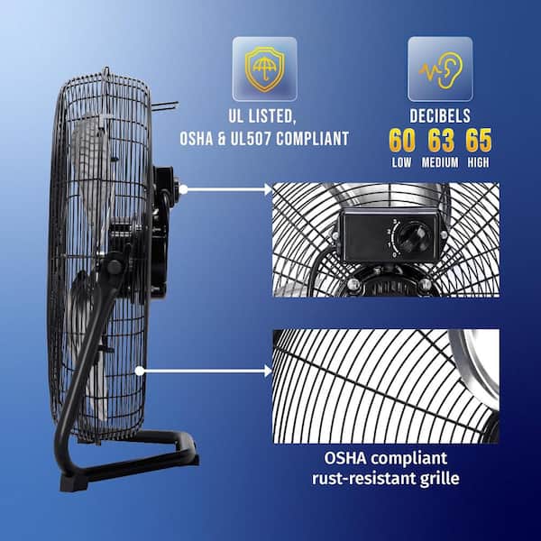 Tornado 18 in. High Velocity Metal Floor Fan, 3-Speed