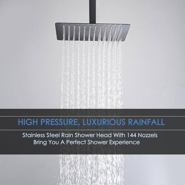 1-Spray 11.81 in. Single Wall Mount Square Fixed Rain Shower Head in Green 1-Spray 11.81 in. Single Wall Mount Square Fixed Rain Shower Head in Green