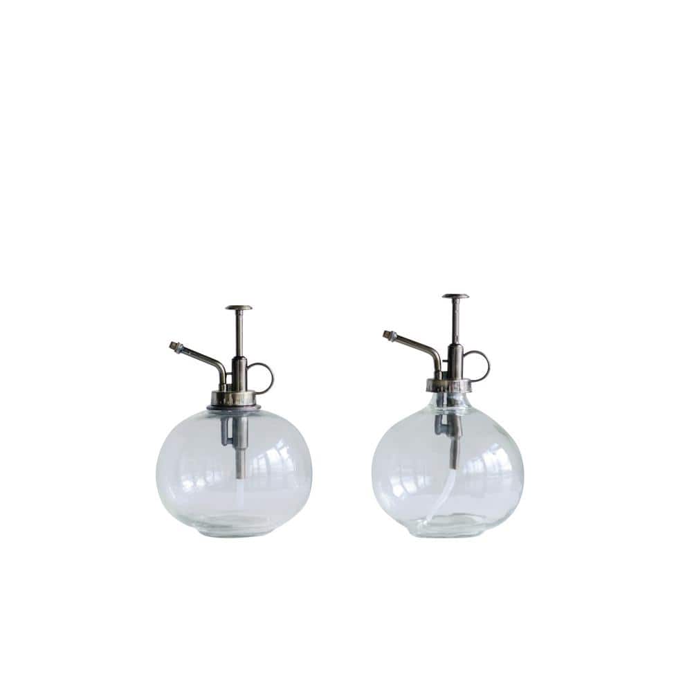 Clear Glass Plant Mister with Silver Metal Top