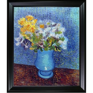 Vase with Lilacs and Anemones by Vincent Van Gogh Black Matte Framed Nature Oil Painting Art Print 25 in. x 29 in.
