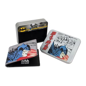 Batman Face Print Bifold Sport Wallet in a Decorative Tin Case Multi, Unisex