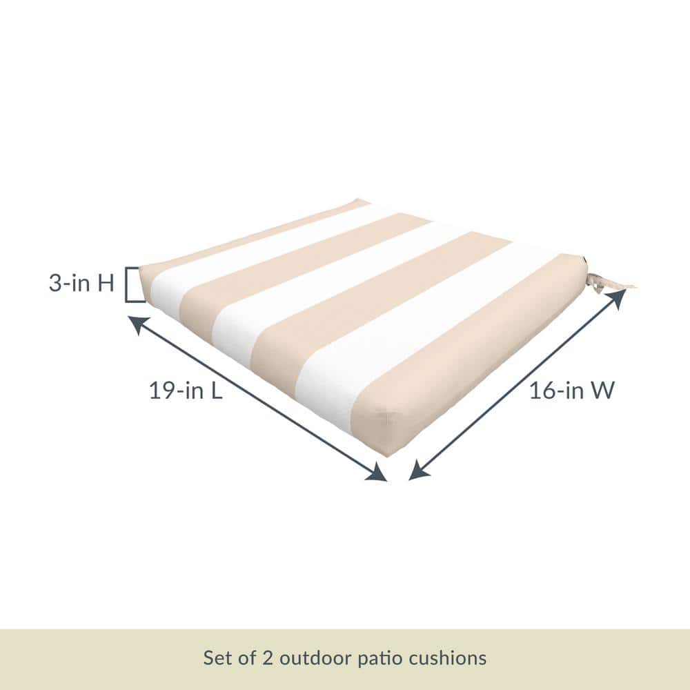 Champagne and White Striped All-Weather Outdoor Chair Cushion Set