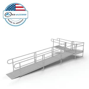 PATHWAY 24 ft. L-Shaped Aluminum Wheelchair Ramp Kit with Solid Surface Tread, 2-Line Handrails and 4 ft. Turn Platform