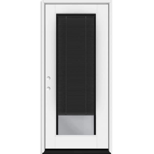 Steves & Sons Legacy 32 in. x 80 in. Full Lite Clear Glass Noir MB LHIS Primed Unfinished Fiberglass Prehung Door with 4-9/16 in. Jamb