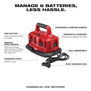 M18 18-Volt Lithium-Ion 6-Port Sequential Battery Charger