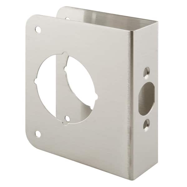 Prime-Line 1-3/8 in. x 4-1/2 in. Thick Stainless Steel Lock and Door Reinforcer, 2-1/8 in. Single Bore, 2-3/8 in. Backset