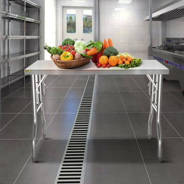 Commercial Prep Table 48 x 24 in. Stainless Steel Restaurant Table with Height Adjustable Kitchen Utility Table,Silver
