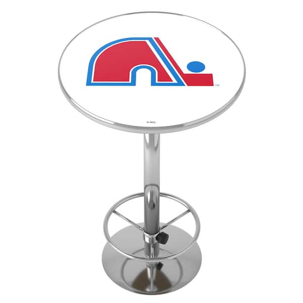 Unbranded Quebec Nordiques Vintage 27 in. Chrome Round Table Top with Adjustable Foot Rest