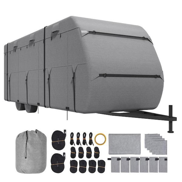 Travel Trailer Cover,24-27ft. Waterproof, 336.2 in. Length, 106.3 in. Width, 108.3 in. Hight, 4-Layer Non-Woven Fabric